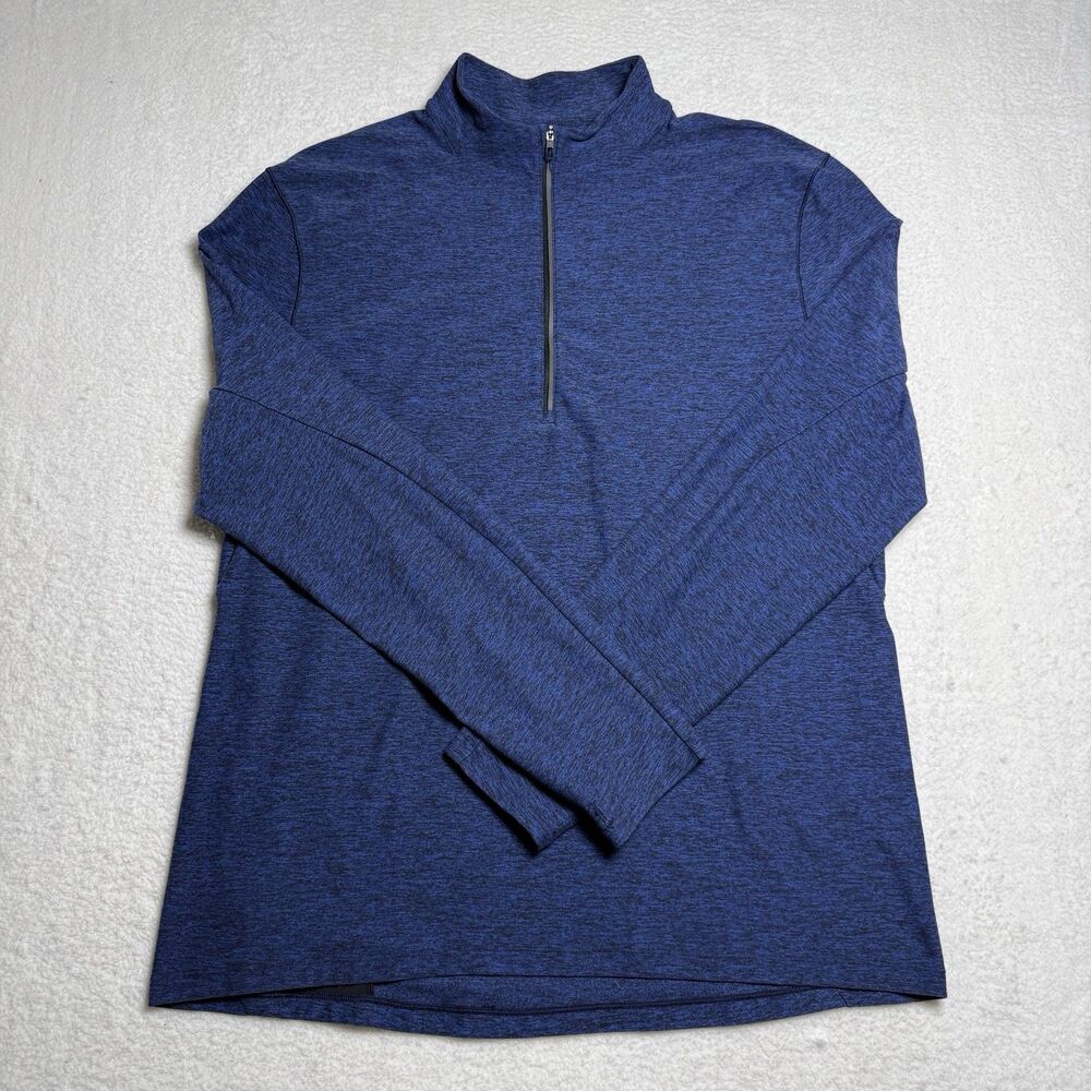 Lululemon Mens Surge Warm 1/2 Zip Size XL Blue Black Heather Running M3AORS